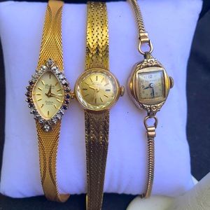 18k gold vintage watch, sapphire vintage watch